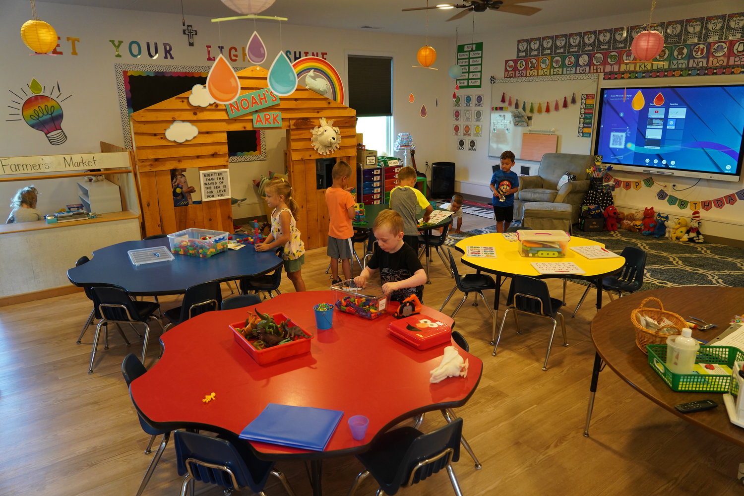 Children attend their first day at St. Mary School’s brand-new Little Saints Preschool.